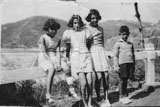 Cousins Rachel, Eva and Esther with me(Daniel) on an outing. (1938)